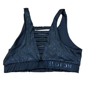 PELOTON‎ 925 No Strings Attached Black Blue Splatter Sports Bra Women's Size Med